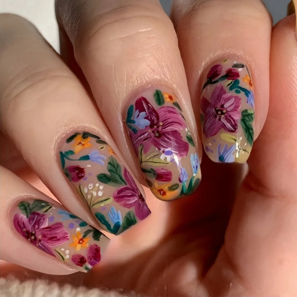 Short Ballerina Press-On Nails – Ombre Gradient Designs, 24 Pieces