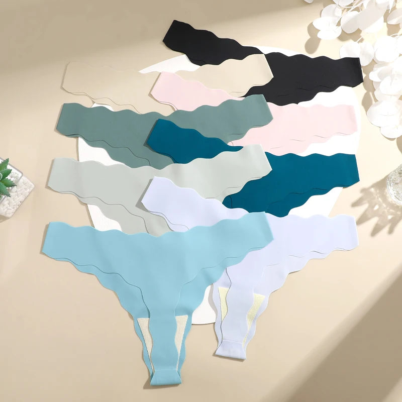 6-Pack Seamless Ruffled Thongs — Ultra-Soft Low-Rise G-String Panties