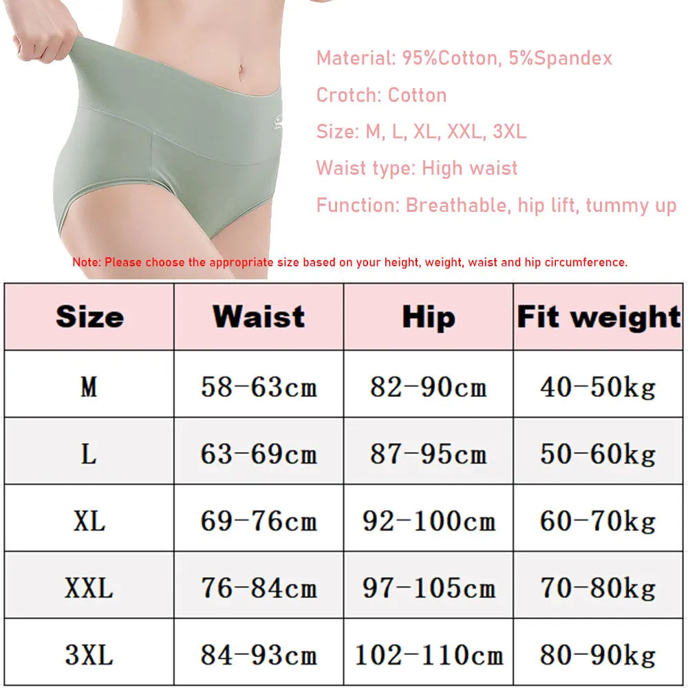 Women's 5-Pack High Waist Cotton Underwear – Tummy Control, Butt Lift & Graphene Antibacterial Briefs | Sizes M-XXXL