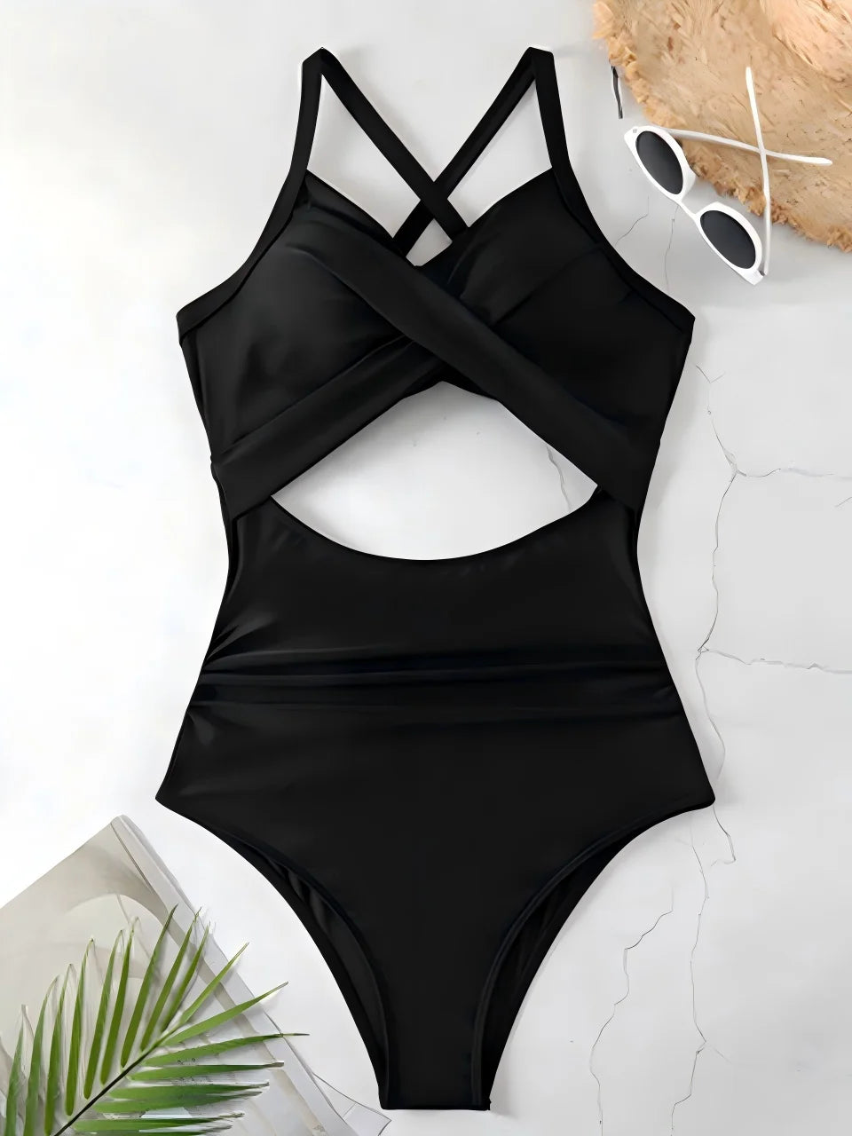 Ruched One-Piece Swimsuit for Women – Solid Color Bodysuit | Adjustable Straps | S–XXL