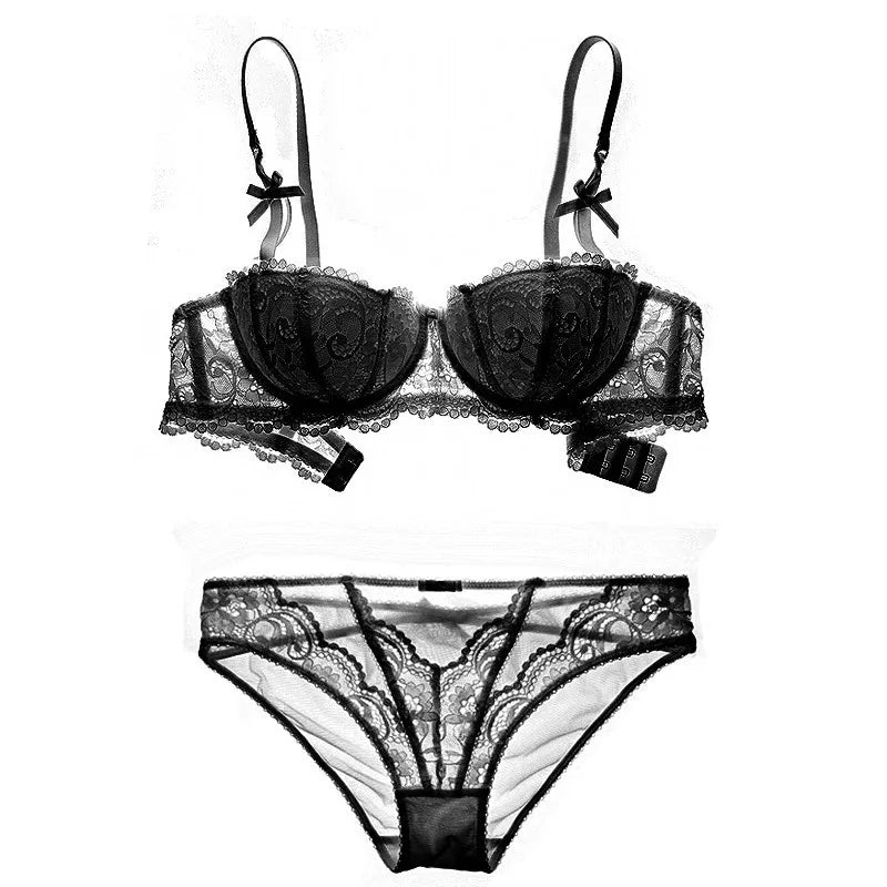 Floral Lace Bra, Panty & Garter 3-Piece Set – Push-Up, Underwire, Plus Size | Women's Lingerie