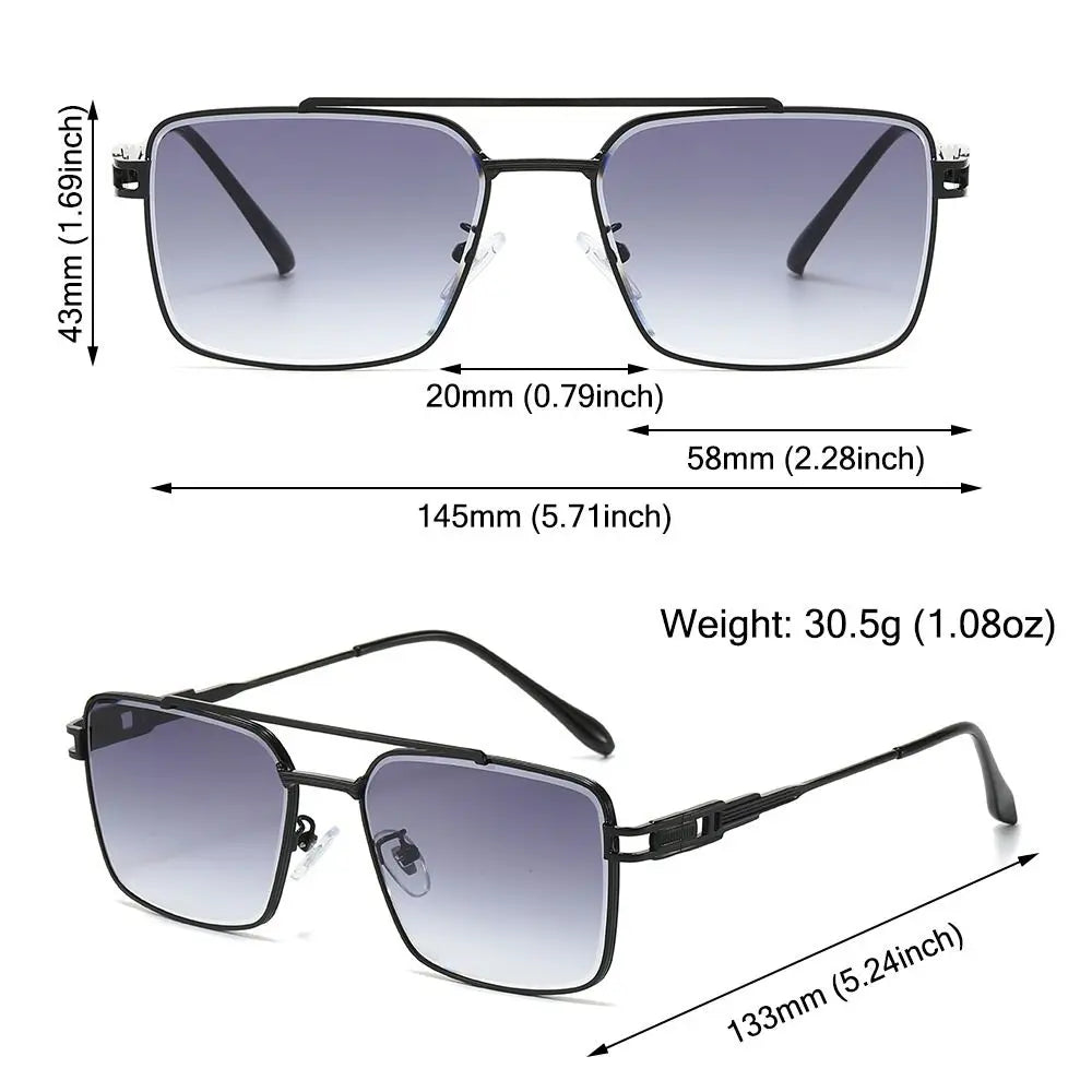 Double-Bridge Rectangle Sunglasses | Gradient Lens Options