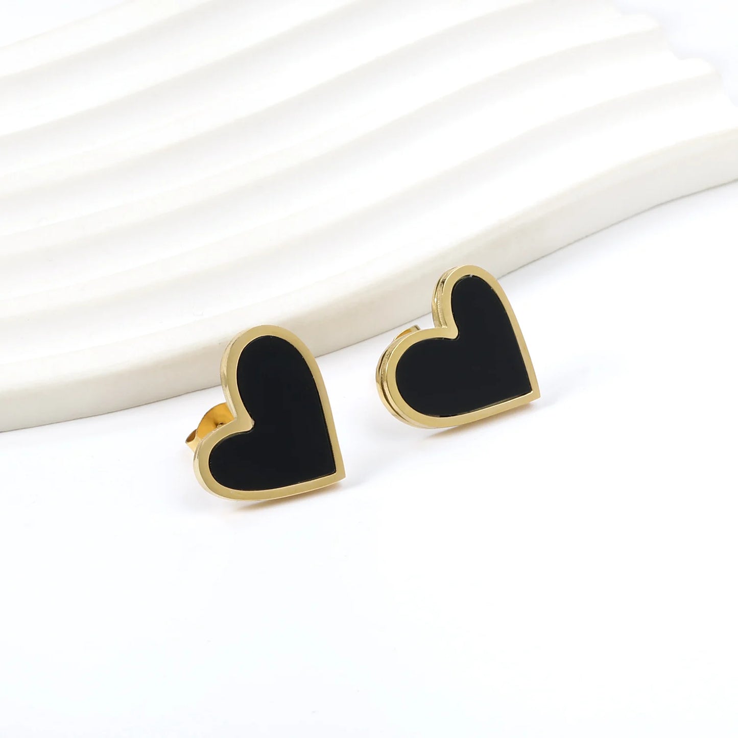 Large Geometric Stud Earrings – 18K Gold-Plated Stainless Steel Round Piercing Earrings for Women