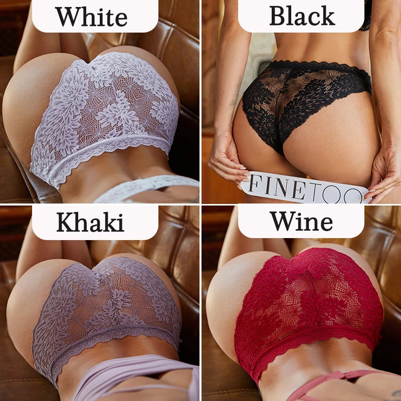 Women's Lace Back Briefs – 4-Piece Set | Sexy Hollow Out Cotton Underwear (S–XL)