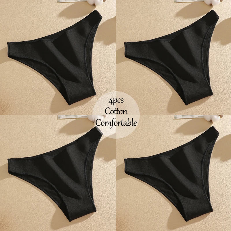4-Pack Cotton Low-Rise Briefs – Soft Breathable Everyday Underwear for Women (M–2XL, 19 Color Sets)