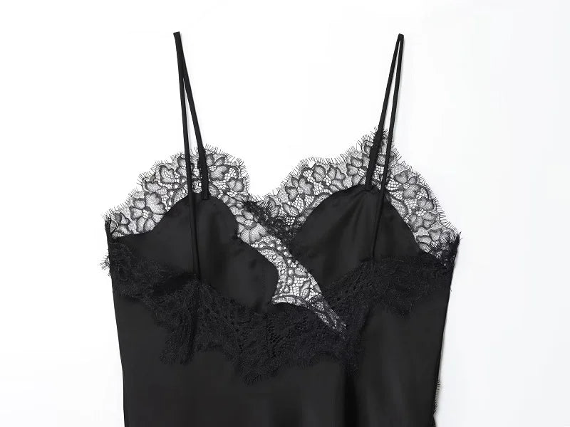 MUJER Black Lace Tops for Women Camisole Sexy Backless Tops Woman 2025 Summer Sleeveless Women's Tops Straps Beach Top Female
