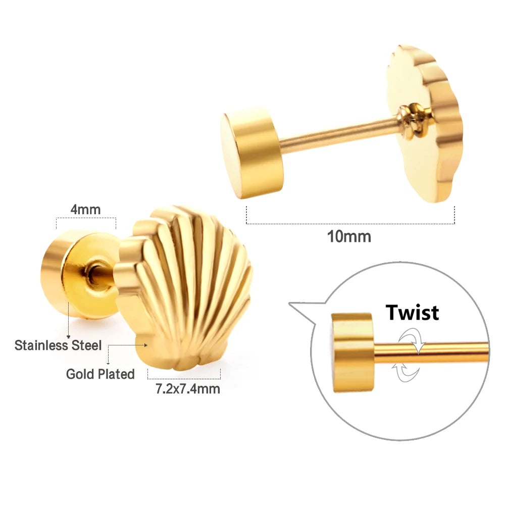 Shell Jewelry Set – 18K Gold-Plated Stainless Steel Necklace, Earrings & Bracelet for Women