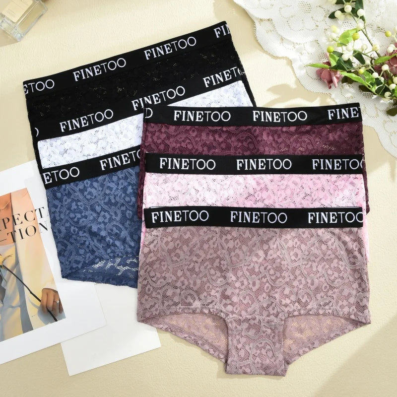High-Waist Lace Bikini Panty – Hollow Floral Breathable Underwear for Women (S–XL, 6 Colors)