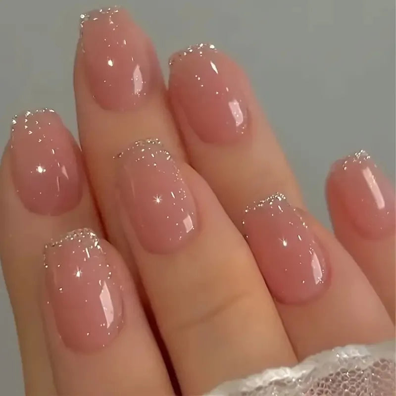 Short Ballerina Press-On Nails – Ombre Gradient Designs, 24 Pieces