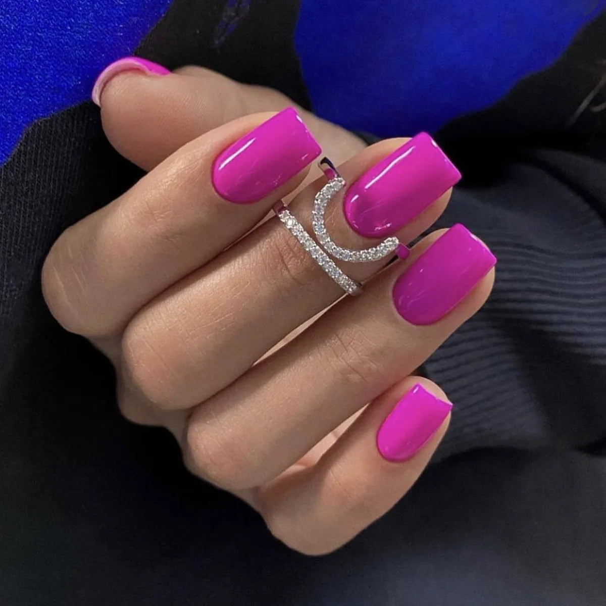 Short Squoval Press-On Nails - Glossy Solid Colors, 24-Piece Set