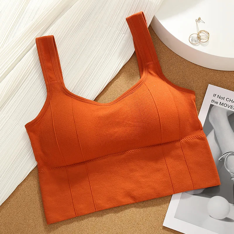 Women's Letter Print Bandeau Sports Bra – Wire-Free Padded Top | Gym Yoga Sleep