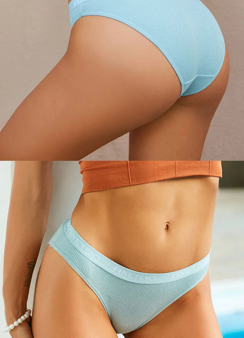 FINETOO 4PCS/Set Women's Cotton Panties Sexy Low Rise Briefs Letter Belt Underwear Female Underpants Intimates Lingerie M-2XL