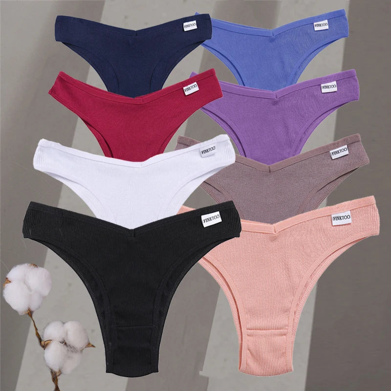 4-Pack Cotton Brazilian Panties – Low-Rise Solid Color Underwear for Women (M–XL, 14 Color Sets)