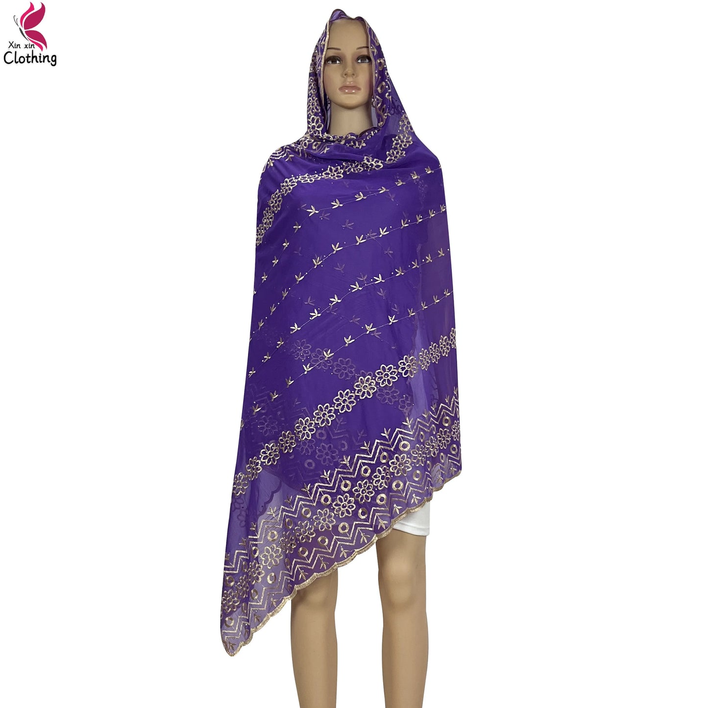 New High Quality Chiffon Women Scarves Diamonds Embroidery Soft Scarf African Women Hijab Muslim Dubai Ramadan Shawls Scarf