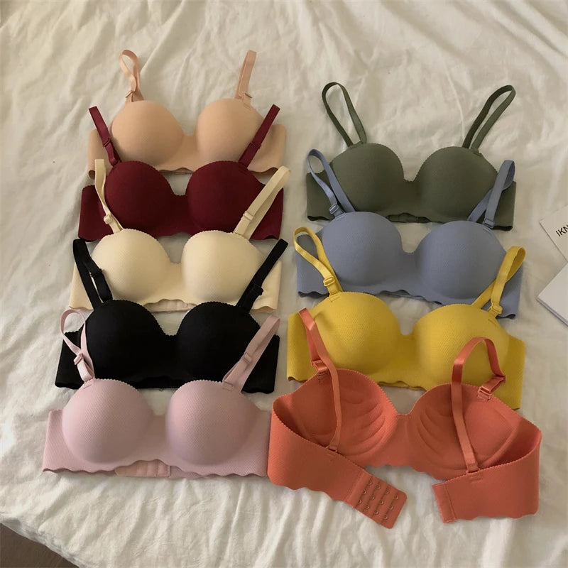 Seamless Push-Up Bralette — Wire-Free Padded Bra with Detachable Straps