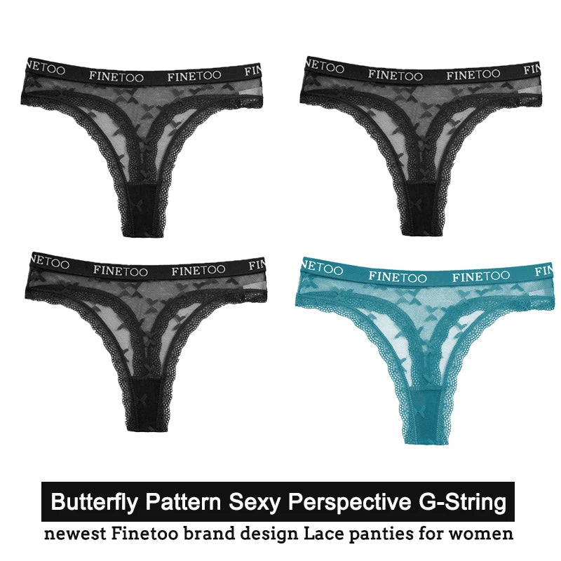 Women's Floral Lace G-String Thongs – 4-Piece Set | Butterfly T-Back Sexy Underwear (S–XL)