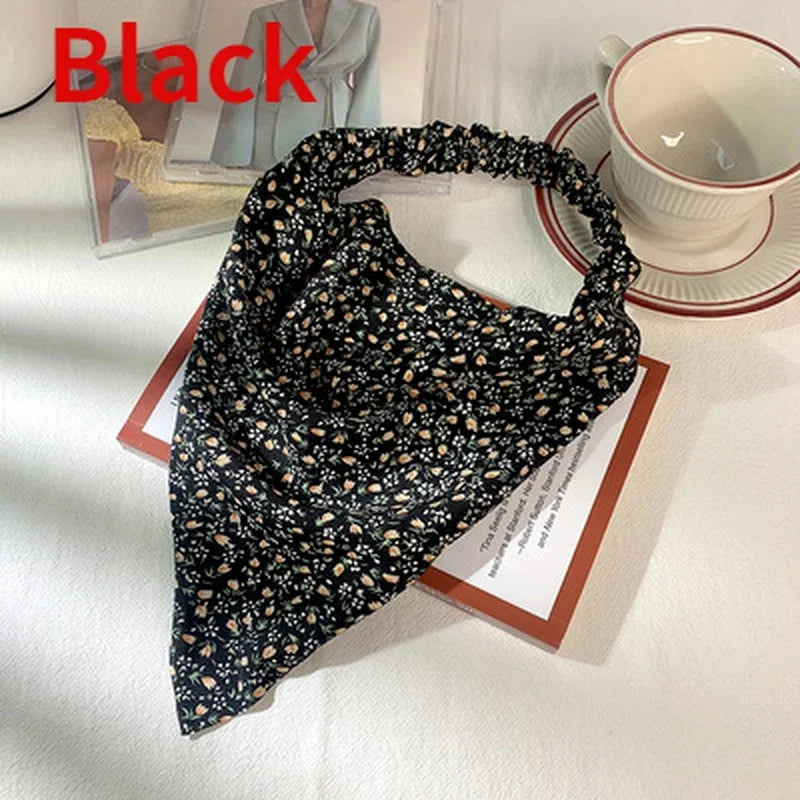 Floral Kerchief Headwear Wrist Head Wrap Scarf Triangular Headscarf Accessories Hair Band Fashion Women Hats Creative Gifts