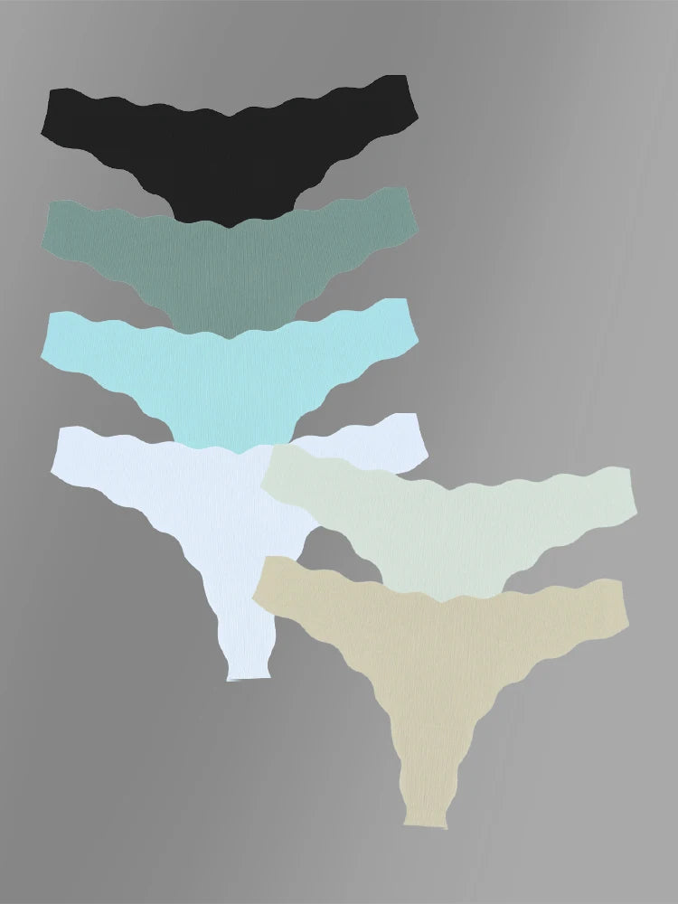 6-Pack Seamless Ruffled Thongs — Ultra-Soft Low-Rise G-String Panties