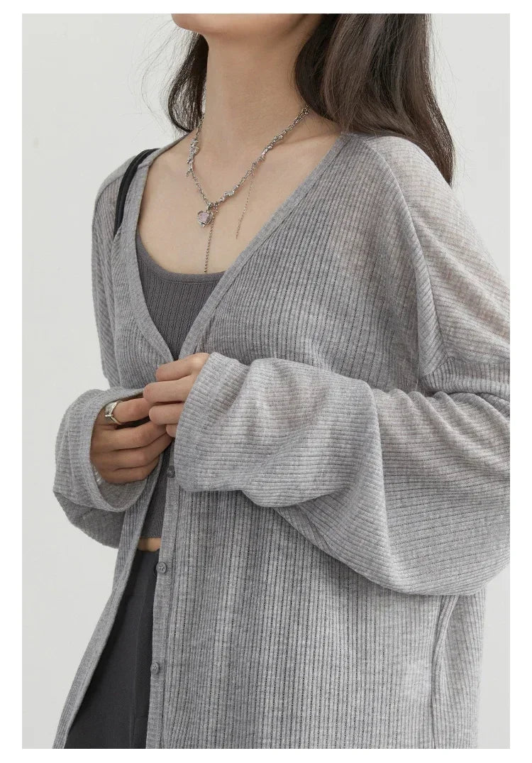 Lightweight V-Neck Button Cardigan — Sun Protection Knit | Women's Tops