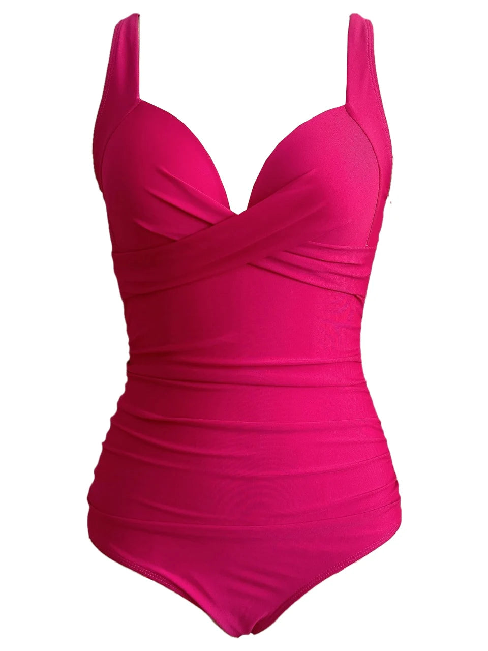 Ruched One-Piece Swimsuit for Women – Solid Color Bodysuit | Adjustable Straps | S–XXL