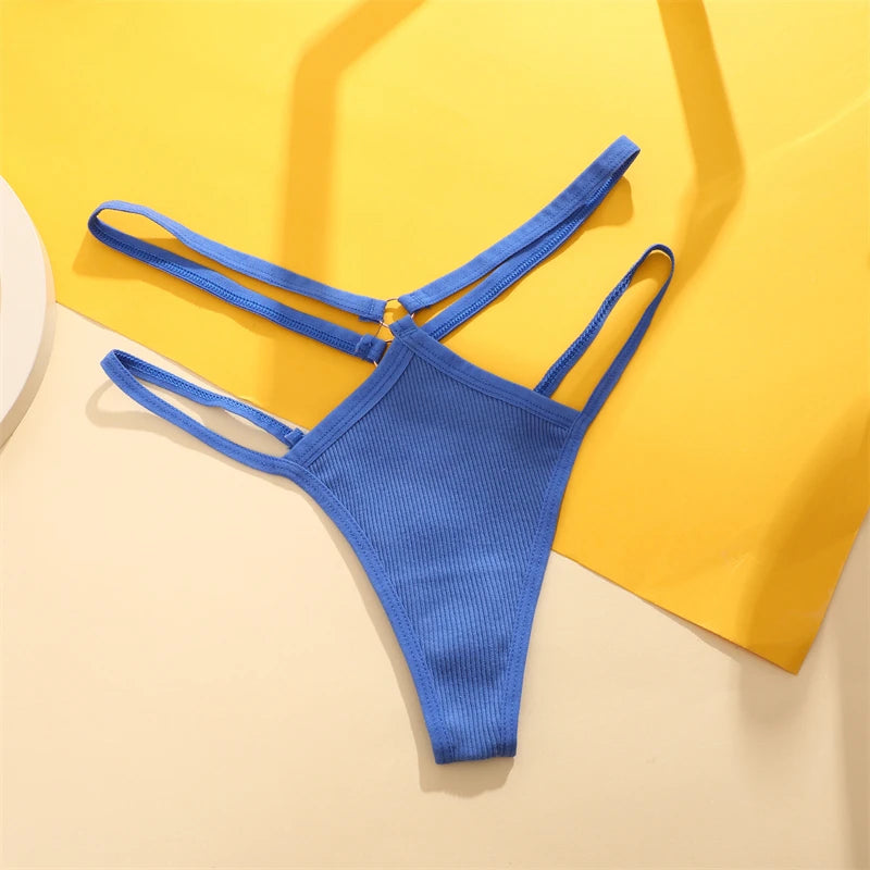 Double Strap Ring Detail Thong — Low-Rise Seamless G-String