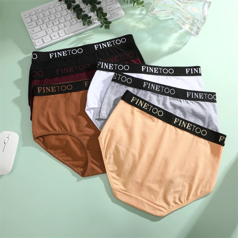 FINETOO 4Pcs Cotton High Waist Seamless Underwear Women's Breathable Elastic Belts Panties Plus Size Comfortable Lingerie S-XXL