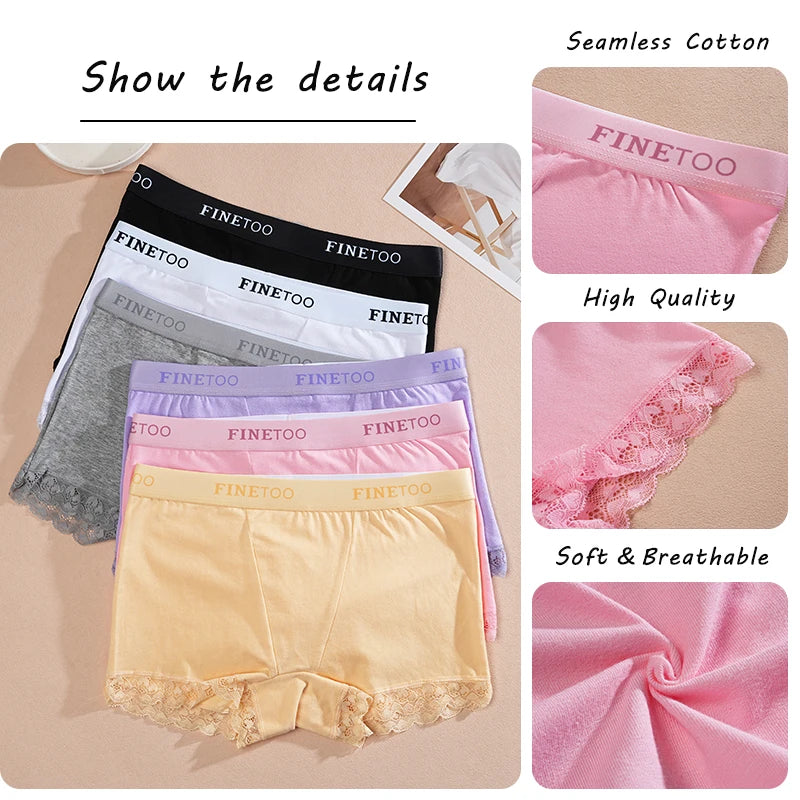 Cotton High-Waist Lace Boyshort – Breathable Letter-Band Sport Briefs for Women (S–2XL, 6 Colors)