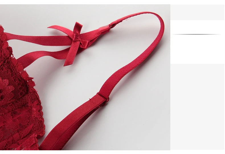 Floral Lace Bra, Panty & Garter 3-Piece Set – Push-Up, Underwire, Plus Size | Women's Lingerie