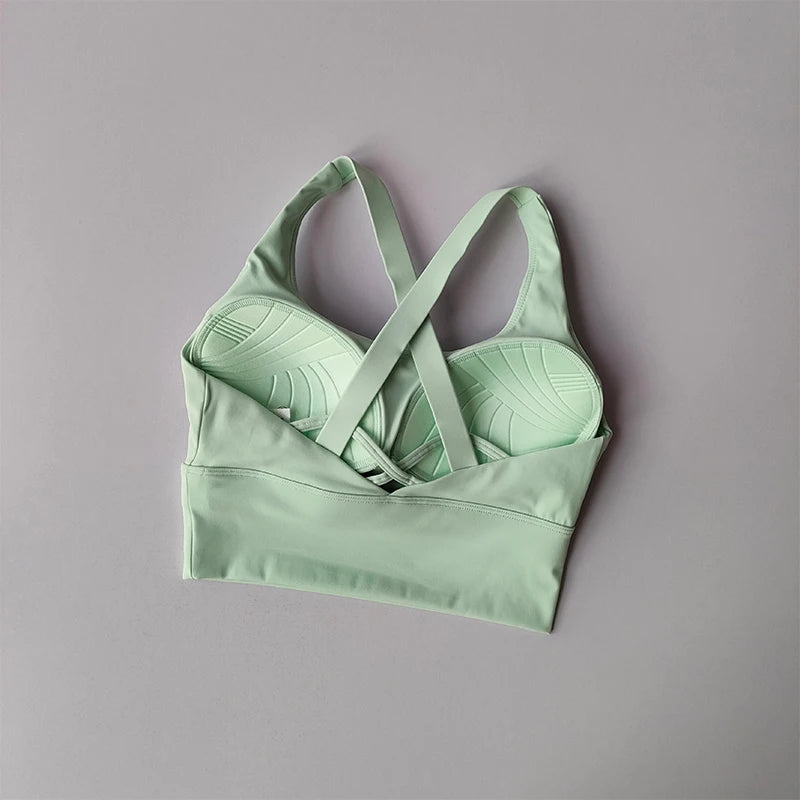 Fixed Pad Sports Bra Underwear High-strength Professional Shockproof  Running Bra Gym Push Up Lingerie Yoga Fitness Bra
