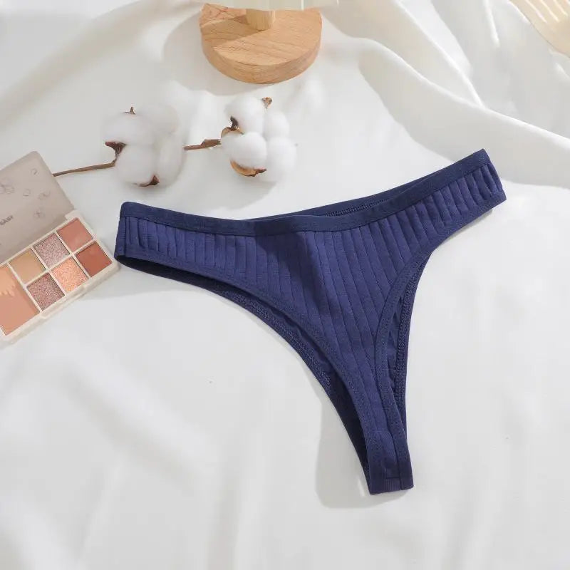 7Pcs/Set Cotton Thread Thongs Underwear Seamless Breathable Bikini T-Back G-Strings Panties Female Low Waist Sexy Lingerie S-XL