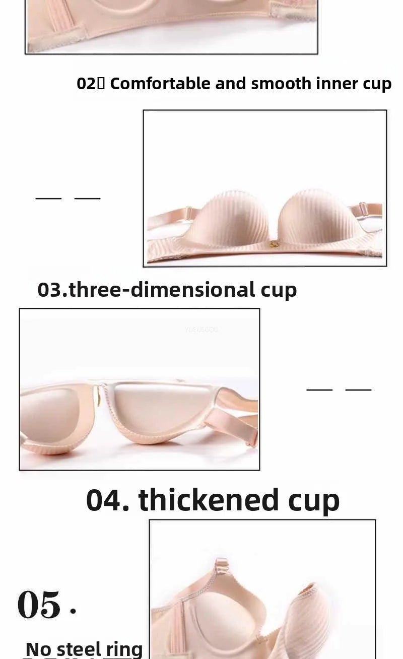 Women's 10CM Extreme Push Up Bra | Side Smoothing Wireless Lift for AA/A/B Cup | Seamless Breathable Bra for Small Flat Chest (32–38 / 70–85)