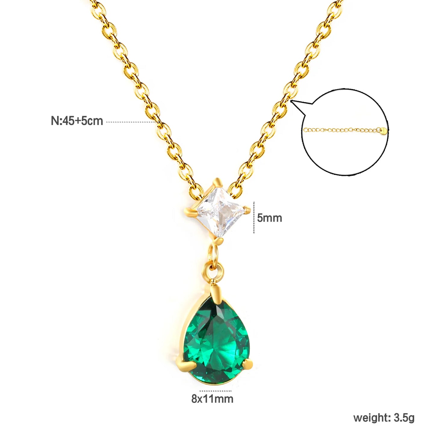 LUXUKISSKIDS Teardrop Necklaces Non-Fading Unique Design Waterdrop Pendant Necklace for Women Fashion Minimalist Chic Accessorie