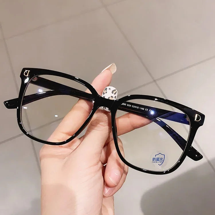 Oversized Square Myopia Glasses | Black, Pink & Clear Frames