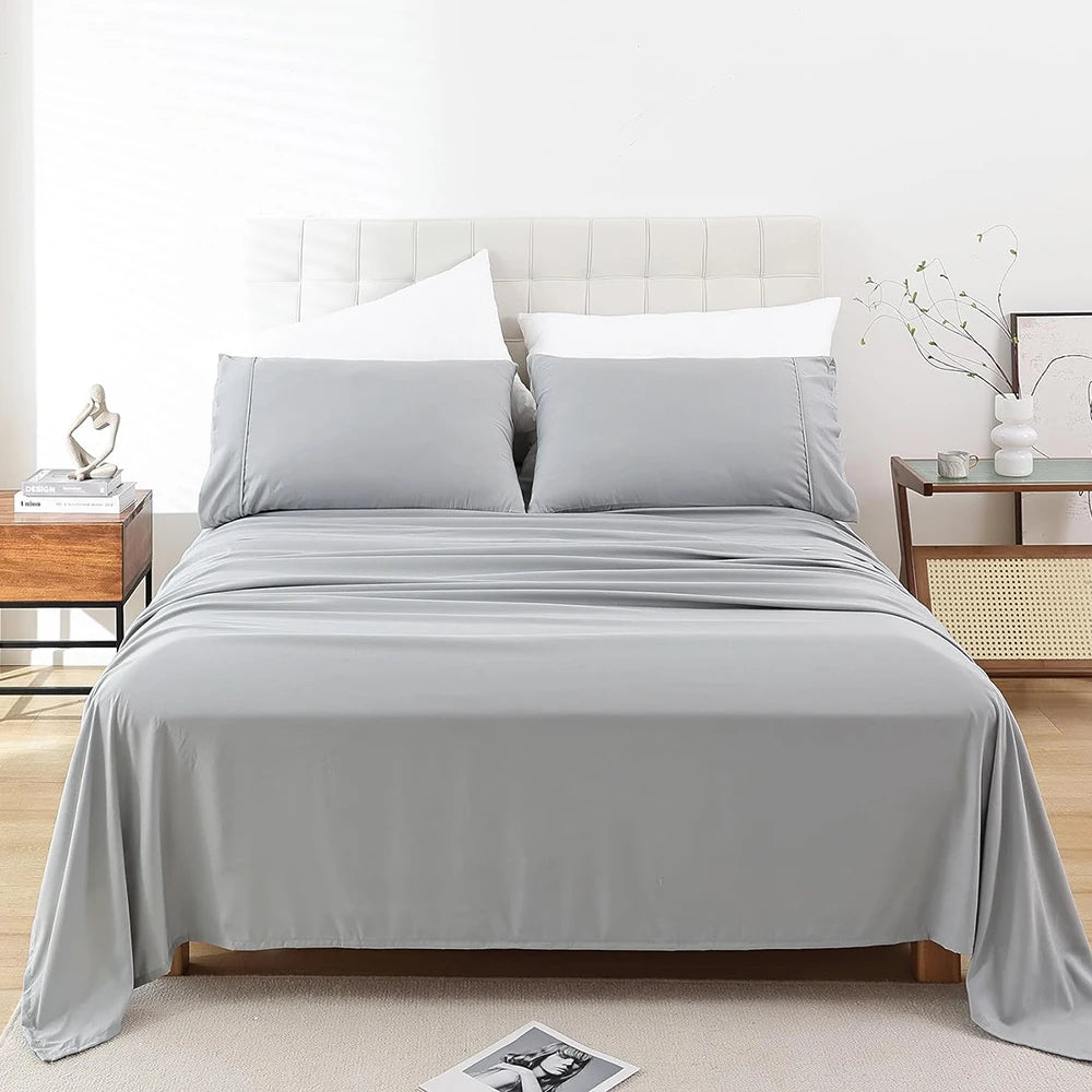 4-Piece Microfiber Sheet Set with Deep Pocket Fitted Sheet