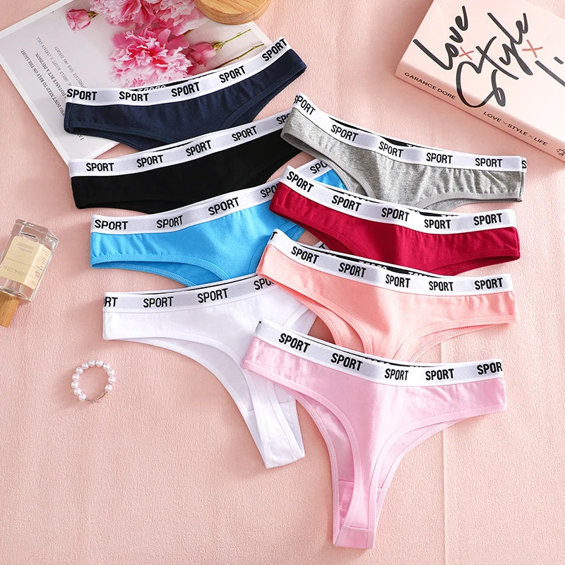 Women's Cotton Thong Underwear – 14-Pack Low-Rise Breathable Panties with Sport Waistband (S-XL)