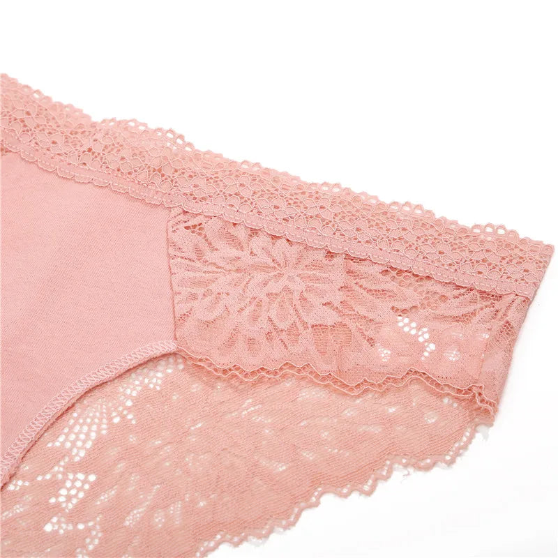 Women's Lace Back Briefs – 4-Piece Set | Sexy Hollow Out Cotton Underwear (S–XL)