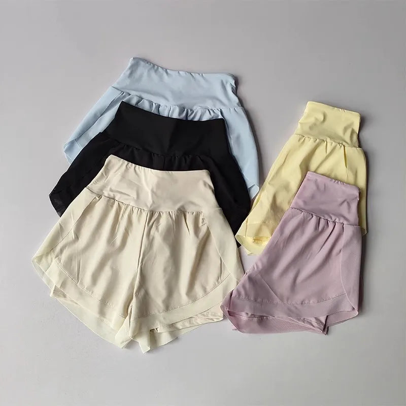 Summer Women's Sports Shorts Mesh 2 In 1 Quick-dry Yoga Shorts Breathable Fitness Shorts High Waist Fitness Running Shorts