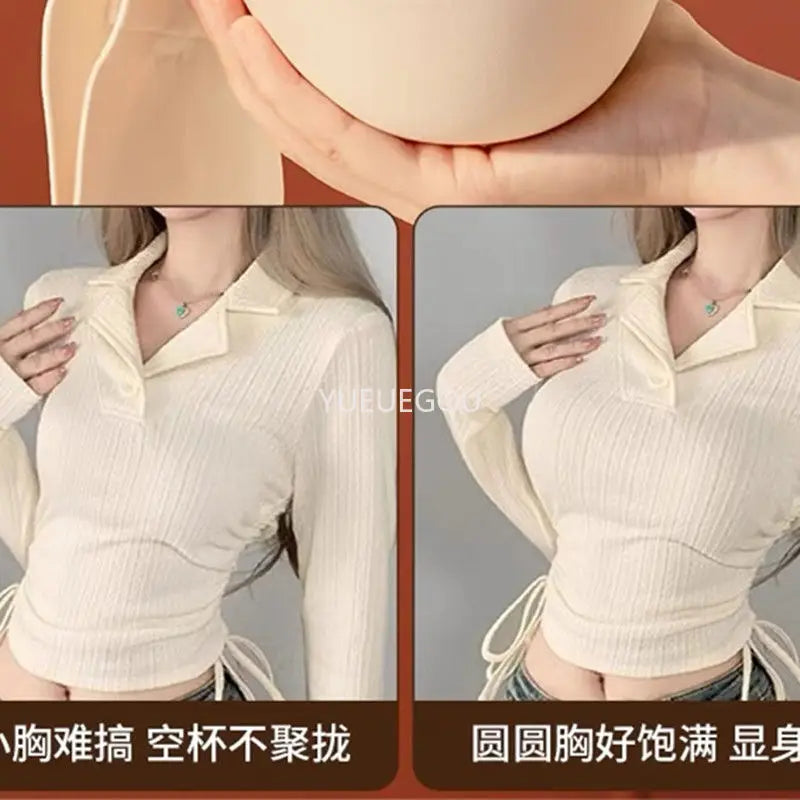 Women's 10CM Extreme Push Up Strapless Bra | Front Closure Anti-Slip Lift for AA-B Cup | No Side Bulge Seamless Invisible Bra for Small Chest (32–38 / 70–85)
