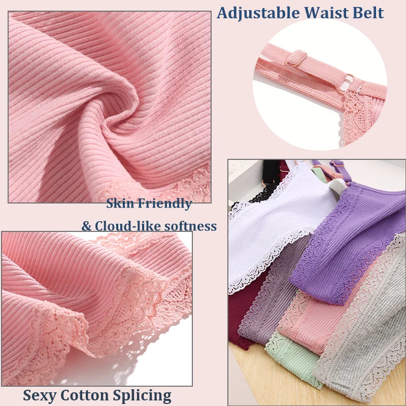 Ice Silk Cotton Thong with Adjustable Belt – Seamless Low-Rise Underwear for Women (S–XL, 8 Colors)