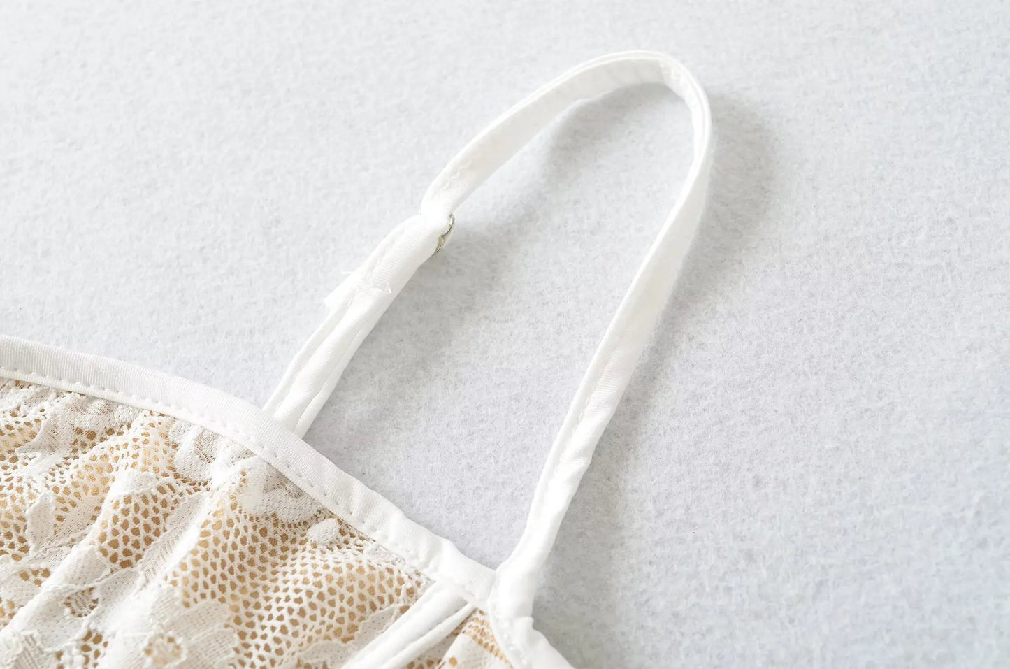 See-Through Lace Bodysuit — High-Cut Thong Spaghetti Strap | Women's Lingerie