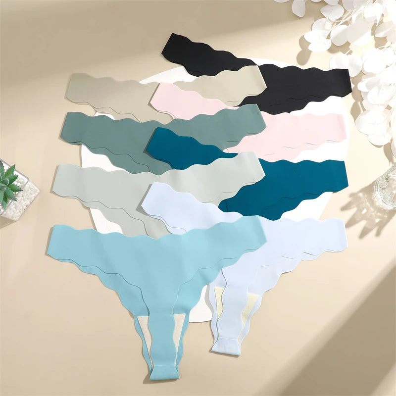 5Pcs Women's Seamless Comfy Thong Panties for Women Sport Running Underwear Set Sexy Low-Rise Solid V-Strings Invisible Lingerie