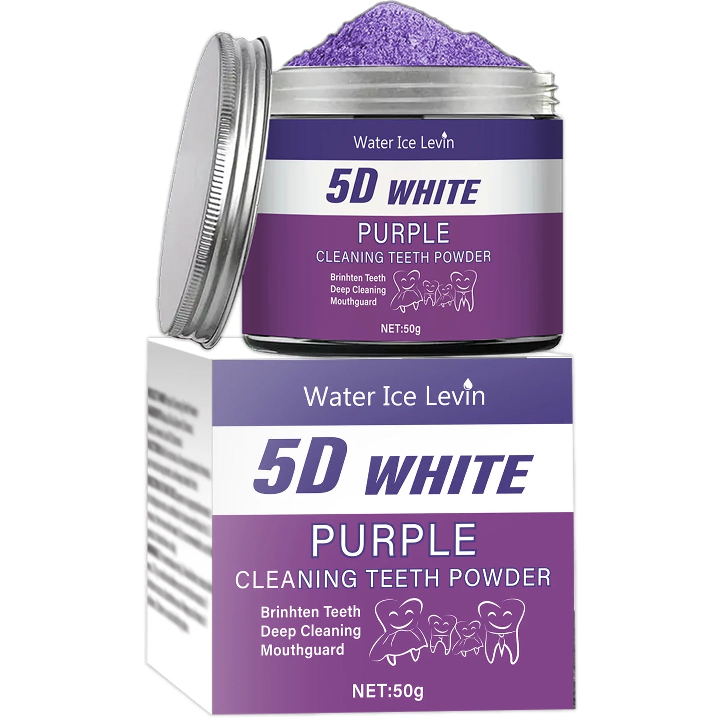 Purple Teeth Whitening Powder – Deep Cleaning, Fresh Breath & Natural Pearl Essence | 50g