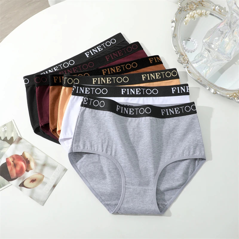 FINETOO 4Pcs Cotton High Waist Seamless Underwear Women's Breathable Elastic Belts Panties Plus Size Comfortable Lingerie S-XXL