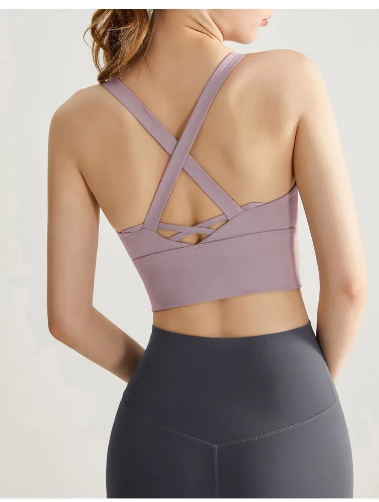 Fixed Pad Sports Bra Underwear High-strength Professional Shockproof  Running Bra Gym Push Up Lingerie Yoga Fitness Bra