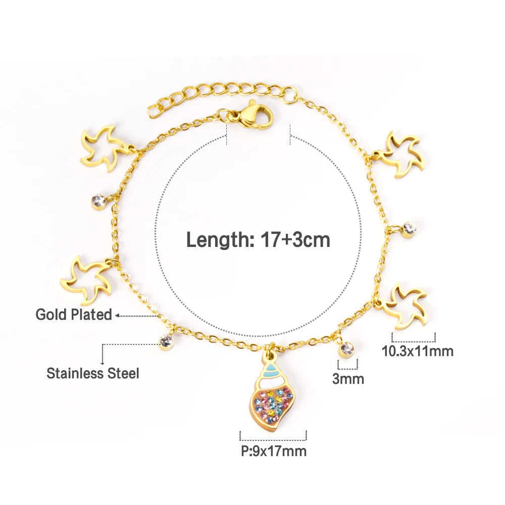 Shell Jewelry Set – 18K Gold-Plated Stainless Steel Necklace, Earrings & Bracelet for Women