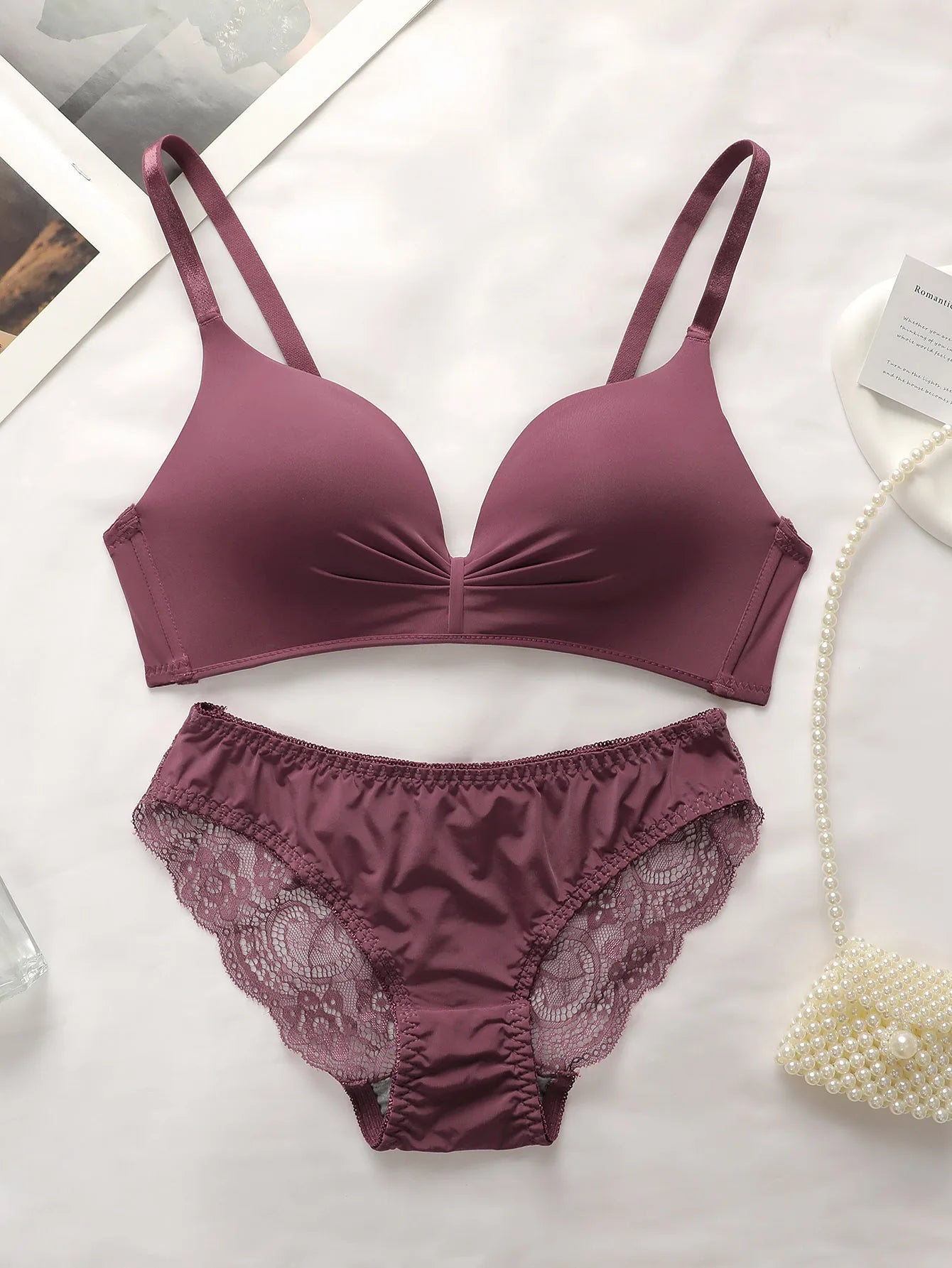 Leopard Print Wire-Free Bra & Bikini Brief Set — Lace Trim 3/4 Cup | Women's Sexy Lingerie