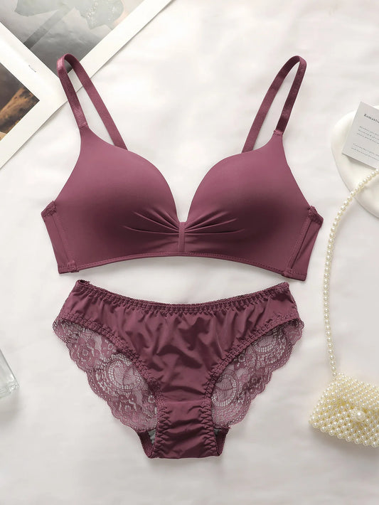 Leopard Print Wire-Free Bra & Bikini Brief Set — Lace Trim 3/4 Cup | Women's Sexy Lingerie