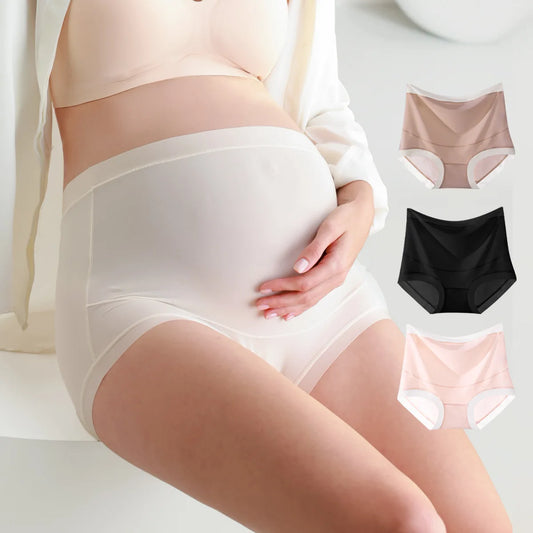 Maternity High-Waist Underwear – Breathable Belly Support Briefs, 3-Pack