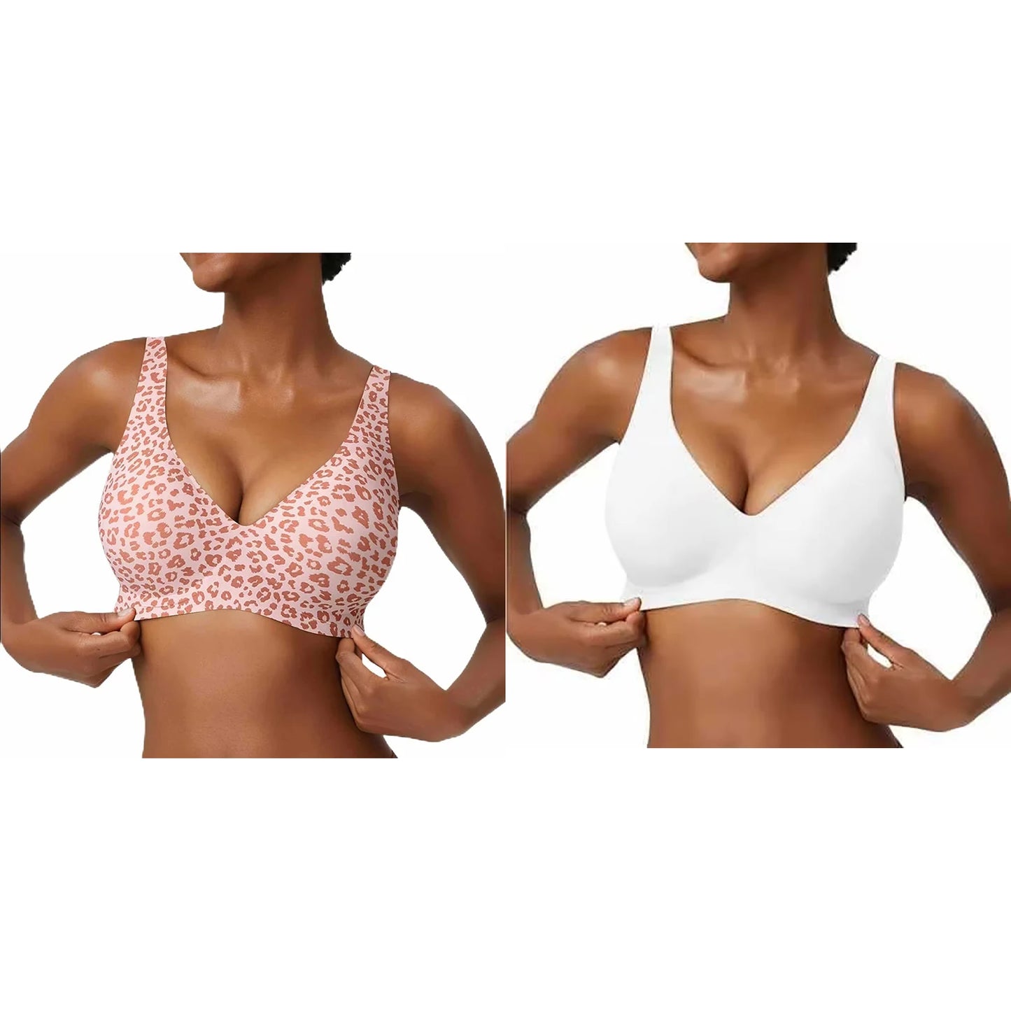 Women's Seamless Leopard Print Bra – Wire-Free Full Cup Push-Up | Breathable Everyday Bra