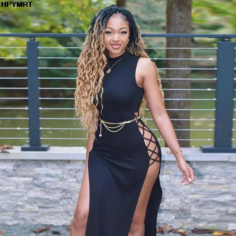 Long Black Dress Woman Round Neck Slim Bodycon Dresses New Summer Midi Dresses Sexy Dress For Party White Black Dresses Women